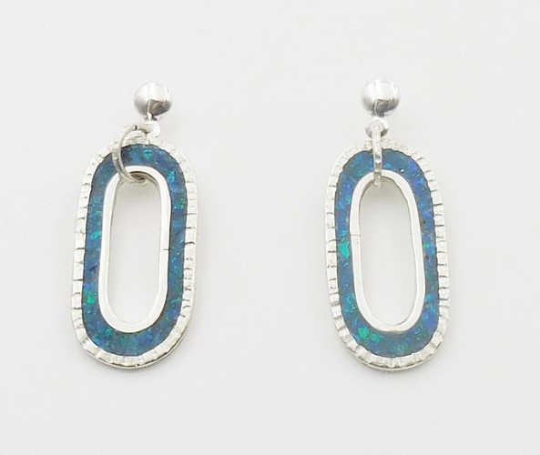 Click to view detail for DKC-1169 Earrings, Opal Inlay, Hoops $98